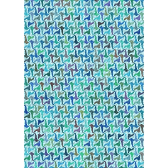 Ahgly Company Indoor Rectangle Patterned Blue Ivy Blue Area Rugs, 6' x 9'