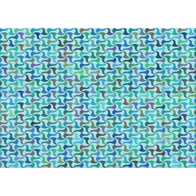 Ahgly Company Machine Washable Indoor Rectangle Transitional Blue Ivy Blue Area Rugs, 7' x 10'