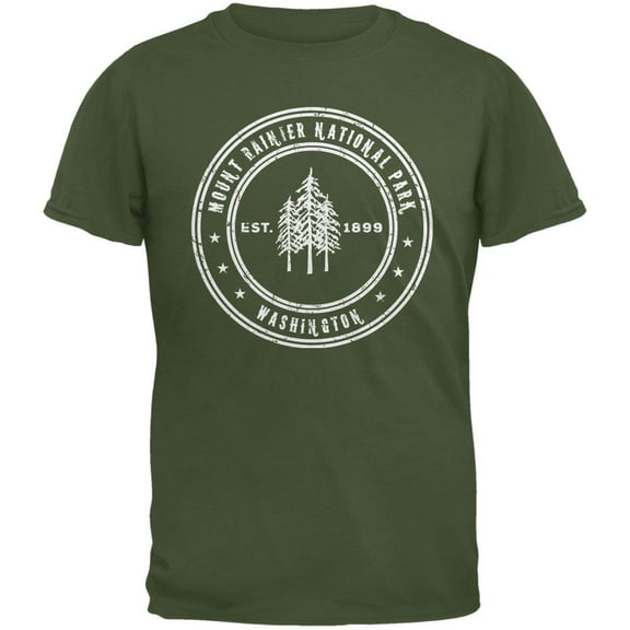 Mount Rainier National Park Military Green Adult T-Shirt - X-Large