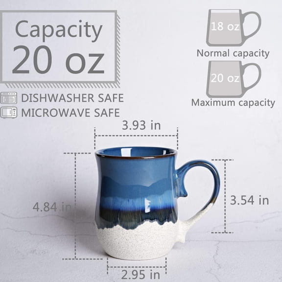 Chenran-Large Ceramic Coffee Mug, 20 Oz, Big Tea Cup for Office and Home, Dishwasher and Microwave Safe(20 Oz, Deep Blue)