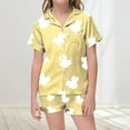 thumbnail image 2 of MKHSQHDG Girls' Print Short Sleeve Buttoned Pajama Set with Pockets (Ages 2 13) Girls Pajamas Size 8 Baby Pajamas 0-3 Months Neutral 6-7 Years, 2 of 4