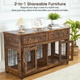 thumbnail image 2 of 2 Rooms Dog Crate Furniture with Openable Partition,58" Wooden Dog Crate Table with 2 Drawers,5-Doors Dog Furniture,Indoor Dog Kennel,Dog House,Dog Cage,TV Stand, 2 of 6