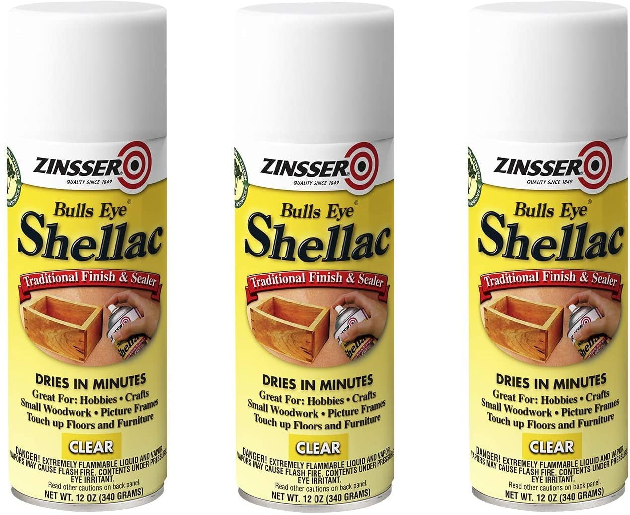 Rust-Oleum 408A3 Bulls Eye Shellac Spray, 12 oz 3 Pack, Clear, 3 Count ...