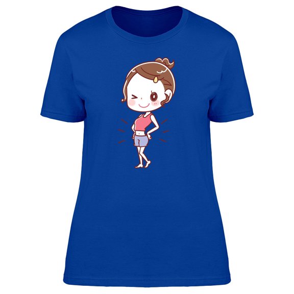 Cute Happy Lady Cartoon Tee Women's -Image by Shutterstock