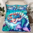 thumbnail image 2 of Homewish Kawaii Mermaid Princess Full Size Sheets,Cartoon Sea Animal Bed Sheets,Colorful Shell Coral Sheet Sets For Girl Kids,Luxury Bedroom Decor,4 Pieces, 2 of 7