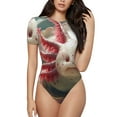thumbnail image 1 of Fotbe Colorful Axolotl Underwater Pattern Women's Crew Neck Short Sleeves Bodysuit Tops Round Neck Slim Sleeveless Soft Comfortable Basic-Large, 1 of 7