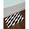 thumbnail image 2 of Stripe Bath Mat, Retro Art Inspired Monochromatic Illustration with Wavy Lines Pattern, Plush Bathroom Decor Mat with Non Slip Backing, 29.5" X 17.5", Charcoal Grey and Ivory, by Ambesonne, 2 of 2