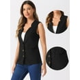 thumbnail image 2 of DARING DIVA Women's Cotton Linen V Neck Button Down Jacket Vest XS Black, 2 of 6