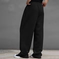 thumbnail image 4 of Rexolia Mens Baggy Wide Leg Sweatpants Loose Fit Uncuffed Lounge Gym Casual Joggers with Pockets Drawstring Waist Black L, 4 of 4