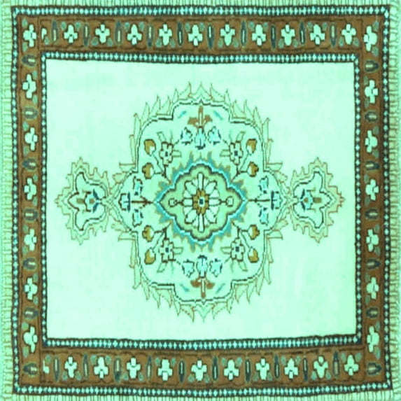 Ahgly Company Indoor Square Persian Turquoise Blue Traditional Area Rugs, 3' Square