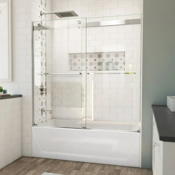 DreamLine Essence 56-60 in. W x 60 in. H Frameless Bypass Tub Door Chrome