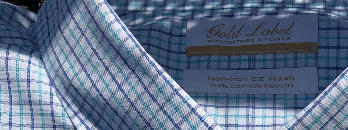 Roundtree & Yorke Gold Label Non Iron EZ NWT Plaid Pinpoint Cotton Dress Shirt 