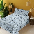 thumbnail image 2 of Ambesonne Palm Trees Fitted & Flat Sheet with Shams 4 Pcs Set, Aloha Vibes Tropical, Queen, Pale Blue Charcoal Grey, 2 of 5
