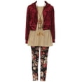 thumbnail image 2 of Little Girls 4 Pieces Girls Pant Set Hoodie Jacket Tank Top Leg Pant Clothing Set Burgundy 4 (J22KS19), 2 of 5