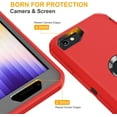 thumbnail image 3 of iPhone SE 2022/2020 Case Built-in Screen Protector Shockproof Dust/Drop Proof 3 in 1 Full Body Rugged Heavy Duty Durable Cover for Apple iPhone SE 3rd/2nd Gen 4.7,Red, 3 of 7