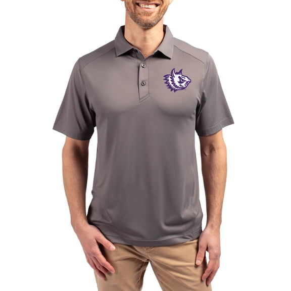 Men's-Cutter & Buck Gray TCU Horned Frogs Forge Eco Stretch Recycled Polo