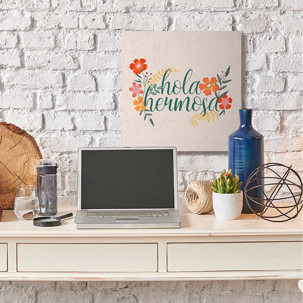 Stupell Industries Hola Hermosa Spanish Phrase Sister Flowers Canvas Wall Art by Grace Popp