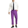 thumbnail image 2 of INSPIRE CHIC Men's Cropped Pants Slim Fit Flat Front Ankle-Length Dress Pants 30 Purple, 2 of 4