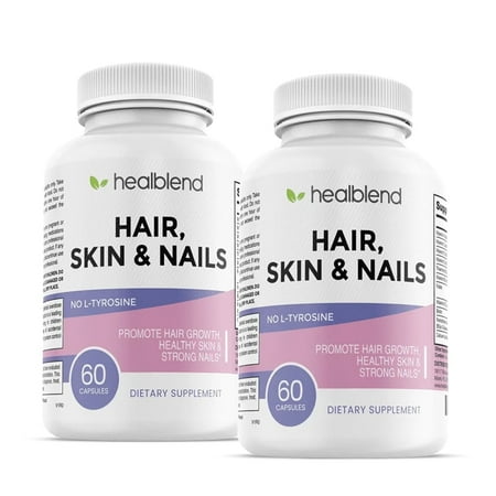 Healblend Hair Skin & Nails Vitamin Supplement - Support Hair Growth, Healthy Skin, Strong Nails with Multivitamin Multimineral for Women & Men 2-Pack