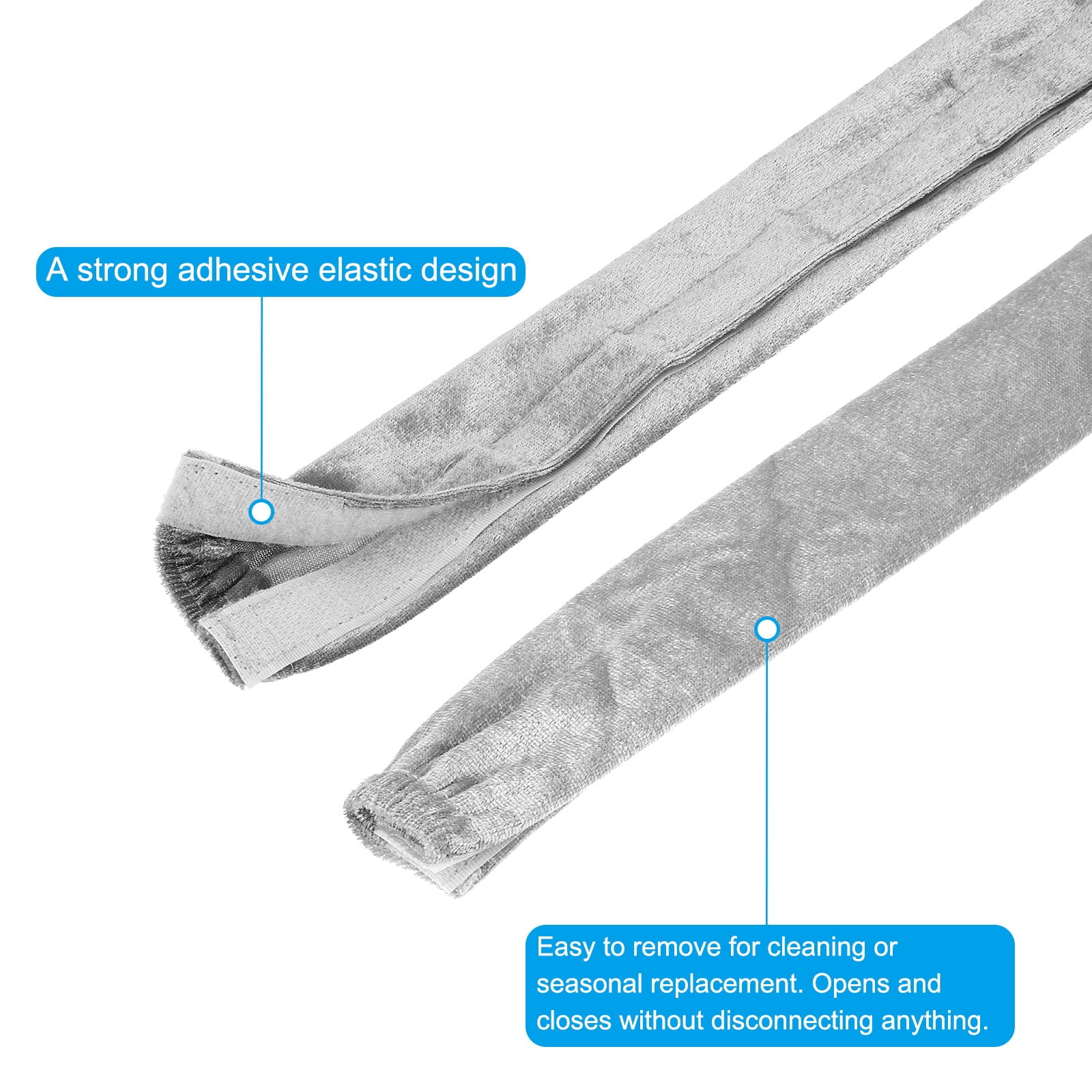 Uxcell 6Ft Chandelier Chain Cord Cover, 2 Pcs Velvet Cloth Fabric Chain Sleeve for Chandelier, Wires Swing, Cable, Gray