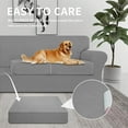 thumbnail image 4 of 2-Piece Stretch Sofa Slipcover Couch Sofa Cover for Separate Cushion Couch Furniture Protector Soft with Elastic Bottom, Spandex Jacquard Fabric Small Checks（Light Gray,Chair）, 4 of 7
