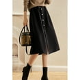 thumbnail image 2 of Elegant Women'S Fall Winter A-Line Midi Skirt Office Wear Tweed High Waist Slimming Design Black Skirt For Women, 2 of 6