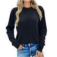 thumbnail image 2 of Fglymey Crewneck Sweatshirts Womens Corduroy Tops Casual Rund Neck pullover Long Sleeve Blouses With No Pocket (3XL, Navy), 2 of 6