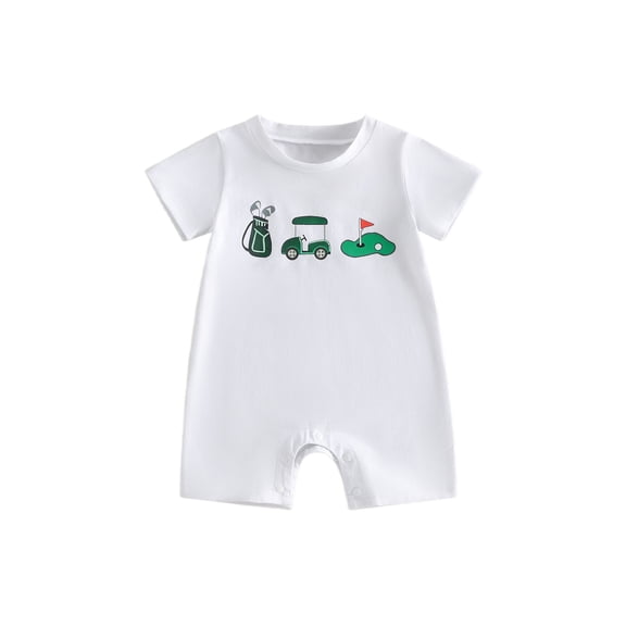 BemeyourBBs Newborn Baby Boy Girl Golf Outfits Summer Romper One Piece Clothes Casual Golf Themed Pattern Crew Neck Short Sleeve Jumpsuit