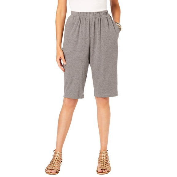 Roaman's Women's Plus Size Petite Plus Size Soft Knit Pull-On Bermuda Short