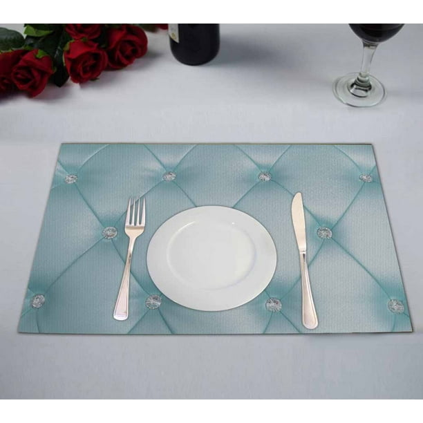 PKQWTM Texture Turquoise Aqua Blue Sofa Kitchen Dining Table Mats