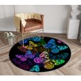 thumbnail image 1 of PKQWTM Flying butterflies on a black background Raster Round Area Rugs Diameter 4 x 4ft Floor Carpet Mat for Living Dinning Room Bedroom Kitchen Hallway Office Decor, 1 of 6