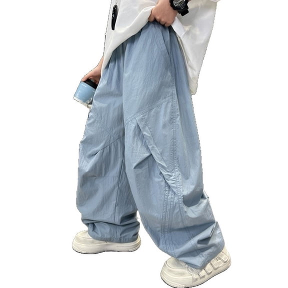 RMGVDSD Boys Parachute Pants Summer Athletic Joggers Lightweight Breathable Thin Casual Trousers For Big Kids Baggy Wide Leg Pants With Pockets 5-6 Years