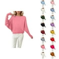 thumbnail image 1 of Chandails Surdimensionnés pour Femmes 2026 Mode Automne Hiver Manches Chauve-Souris Col Rond Tricot, 1 of 4
