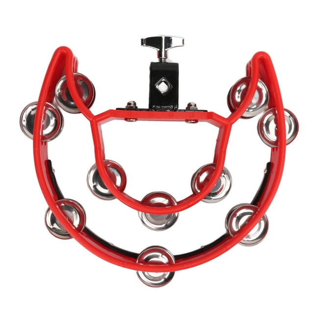 Pandereta de Mano Jadeshay Doble Fila Jingles de Metal Color Rojo Tamaño 22 x 21 x 5 cm