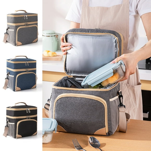 Xihbxyly Lonchera Térmica, Bolsa Térmica a Prueba de Fugas, Correa Ajustable para El Hombro, Diseño Multibolsillos, Ideal para Picnic En La Oficina, Material Duradero, Almacenamiento Práctico, Tamaño