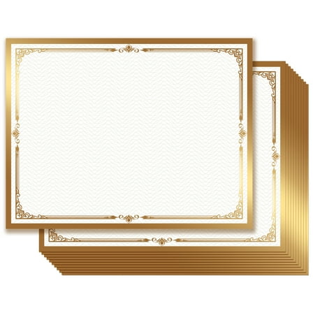 Certificate Papers, 30 Sheets Blank Gold Foil Certificate Border for Diploma, Participation Awards, Laser and Inkjet Printer Friendly, 8.5x11 inches.