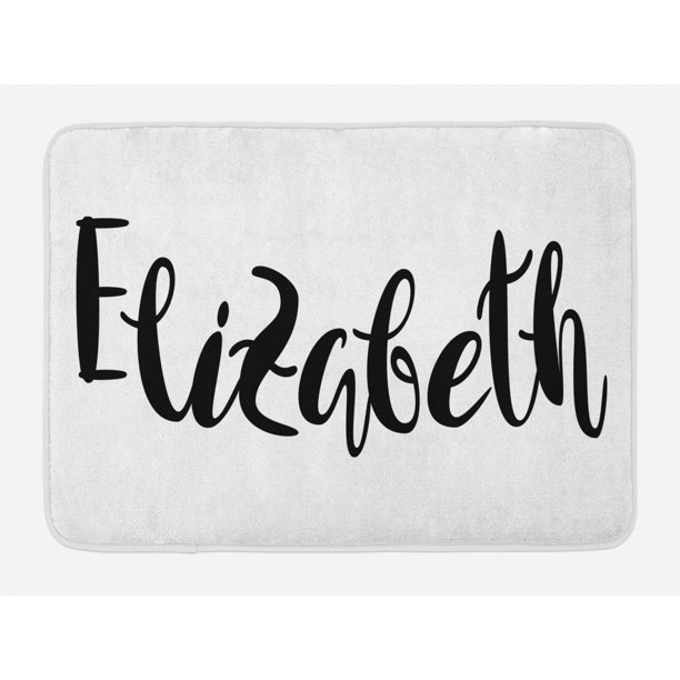 Elizabeth Bath Mat Monochrome Inscription Style Modern Calligraphy Design Popular Girl Name Non Slip Plush Mat Bathroom Kitchen Laundry Room Decor 29 5 X 17 5 Inches Black And White Ambesonne Walmart Com