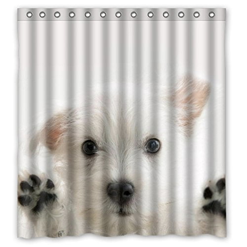 HelloDecor Dog Shower Curtain Polyester Fabric Bathroom Decorative