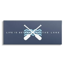 Life Better At Lake Crossed Oars Typography Graphic Art Gallery Wrapped Canvas Print Wall Art