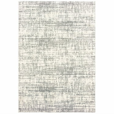 2â€™x3â€™ Ivory and Gray Abstract Strokes Scatter Rug