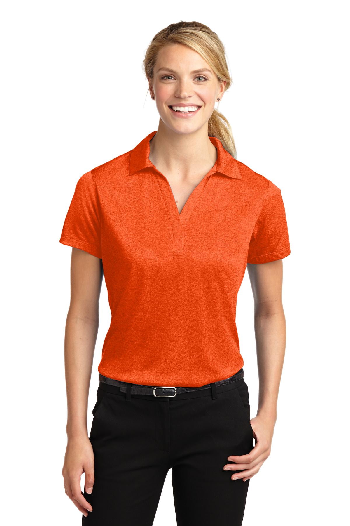 SportTek Ladies Heather Contender PoloXL (Deep Orange Heather