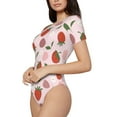 thumbnail image 2 of Naloa Floral Strawberr Women's Short-Sleeved Onesie, One-Piece Swimsuit for Parties, dates, clubs - Medium, 2 of 9
