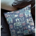thumbnail image 2 of Elephant Howdah Faux Suede Fabric Throw Pillow in Blue and Gray 18x18, 2 of 4