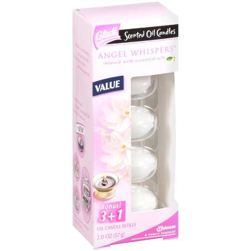 Glade Angel Whispers Scented Oil Candle Refills, 2 Oz., 4 Count