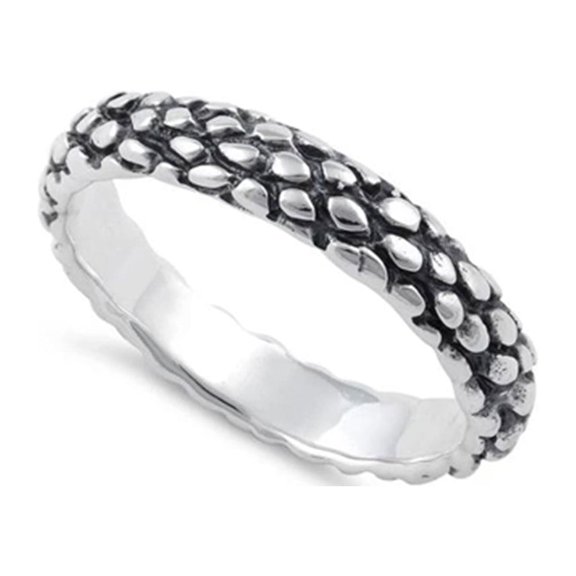 925 Sterling Silver Oxidized Platinum Plated Reptile Skin Band Women Valentines Day Gifts Ring