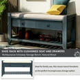 thumbnail image 4 of EUROCO 35" Shoe Rack Storage Bench, Entryway Wood Bench with Cushioned Seat, 2 Drawers and Bottom Shelf, White, 4 of 8