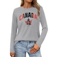 thumbnail image 1 of MHFRRA Camiseta de Manga Larga para Mujer con La Bandera del Día de Canadá y La Hoja de Arce Canadiense. Gris, 1 of 3