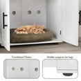 thumbnail image 3 of KOKEBREN Double Rooms Cat Litter Box Enclosure - 55” Large Wooden Cats Washroom with Barn Doors, Hiddden Cat Litter Box Enclosure Furniture Indoor Pet House for Bedroom Living Room - White, 3 of 8