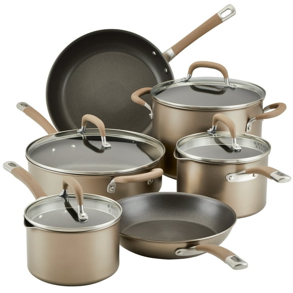Circulon Premier Professional 10 Piece Nonstick Aluminum Pots and Pans Set, Cast Stainless Steel with Silicone
