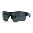 thumbnail image 5 of Polarized Mens Retro Sport Shield Wrap Around Plastic Rectangular Sunglasses All Black, 5 of 8